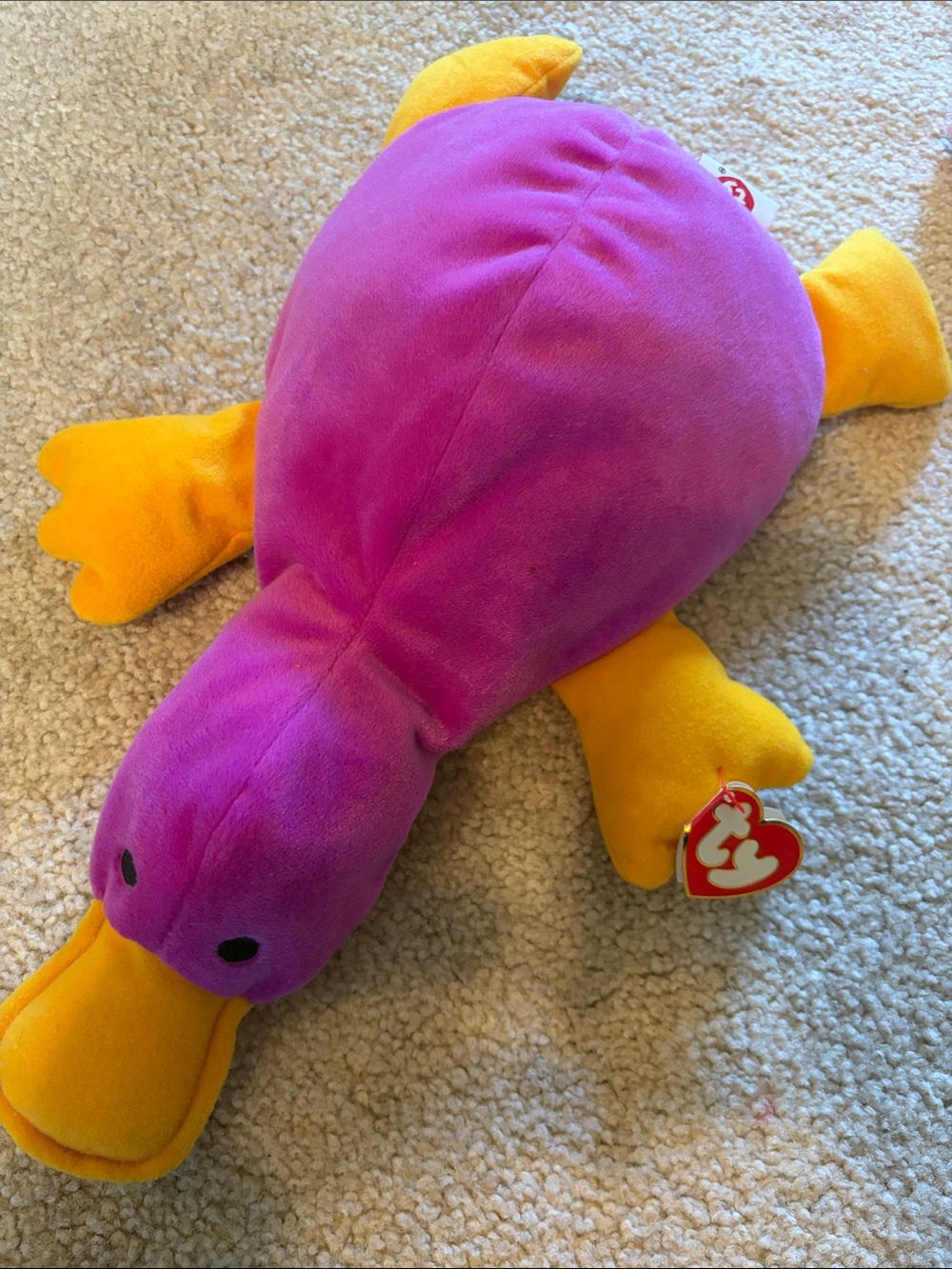 Ty Plush Purple and Yellow Platypus Stuffed Animal
